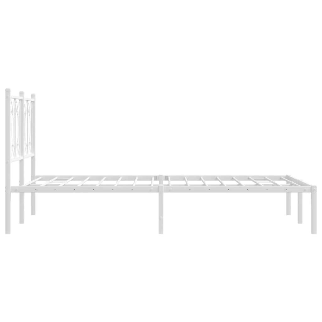 White Metal Bed Frame with Headboard - 120x200cm, No Mattress Included
