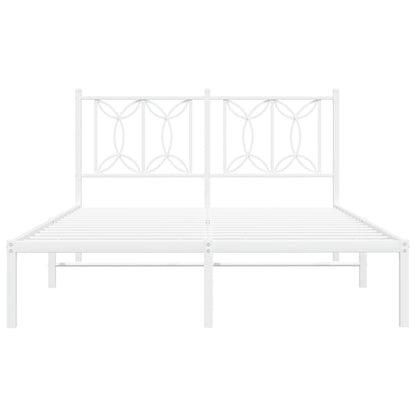 White Metal Bed Frame with Headboard 135x190cm - No Mattress