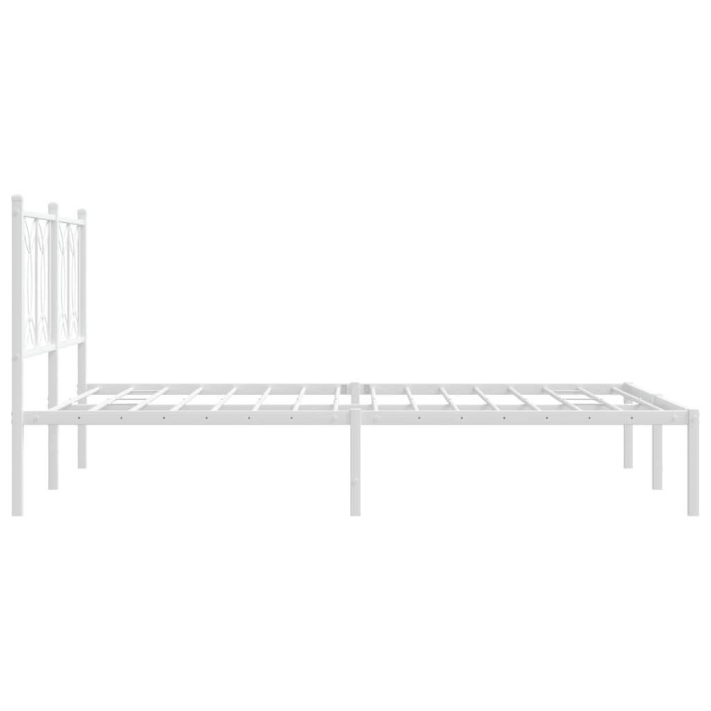 White Metal Bed Frame with Headboard 135x190cm - No Mattress