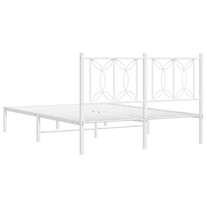 White Metal Bed Frame with Headboard 135x190cm - No Mattress