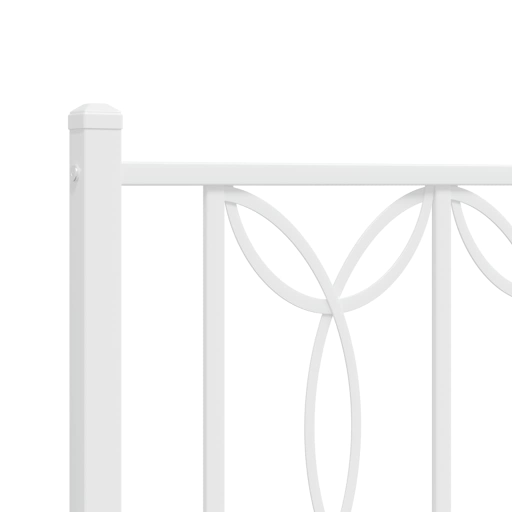 White Metal Bed Frame with Headboard 135x190cm - No Mattress