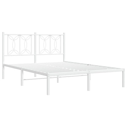 Metal Bed Frame without Mattress with Headboard White 140x200cm
