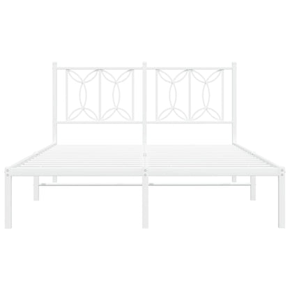 Metal Bed Frame without Mattress with Headboard White 140x200cm