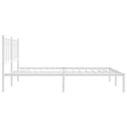 White Metal Bed Frame with Headboard - 183x213cm (No Mattress)