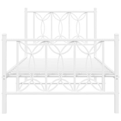 White Metal Bed Frame with Footboard 90x190cm - No Mattress