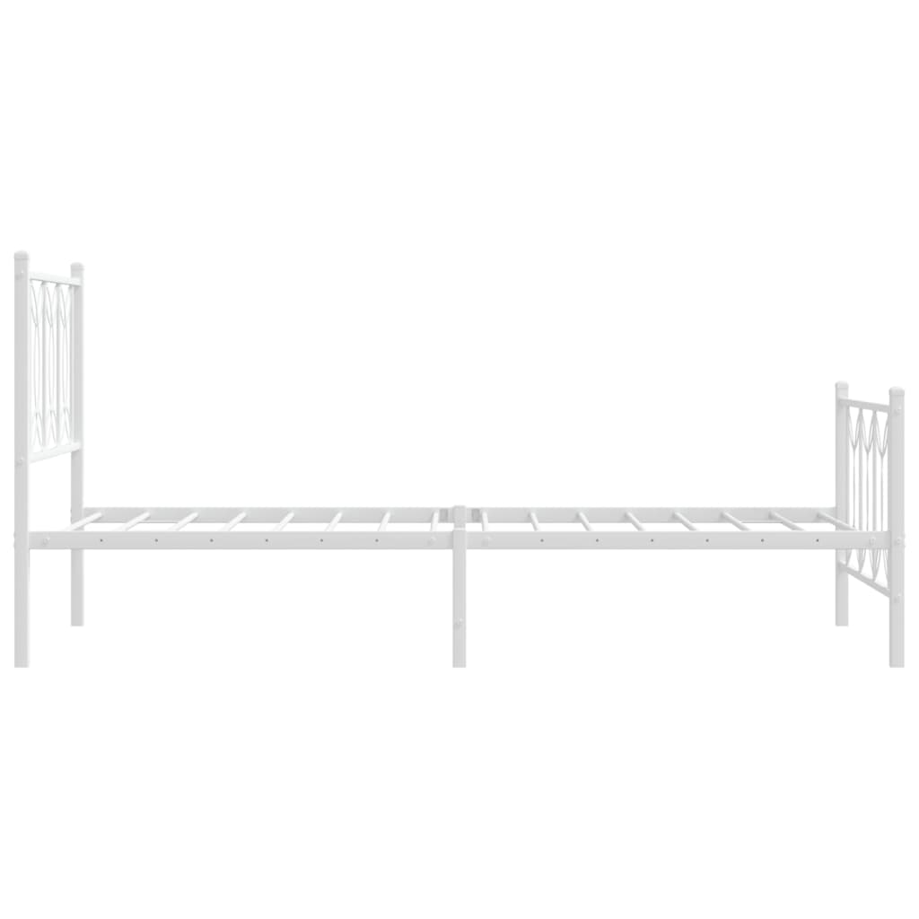 White Metal Bed Frame with Footboard 90x190cm - No Mattress