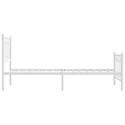 White Metal Bed Frame with Footboard 90x190cm - No Mattress