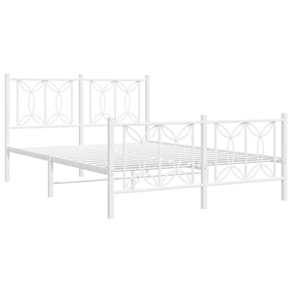 White Metal Bed Frame with Footboard 140x190cm - No Mattress