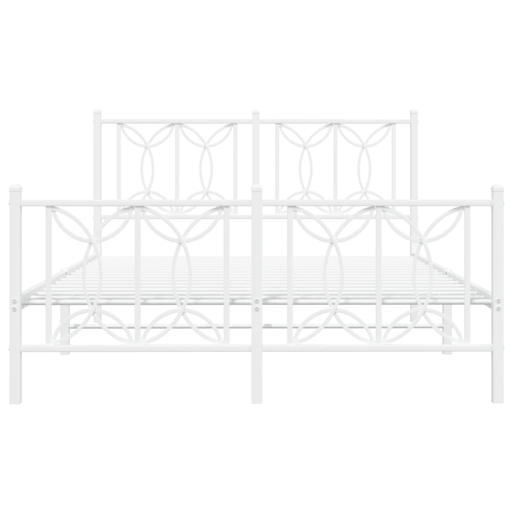 White Metal Bed Frame with Footboard 140x190cm - No Mattress