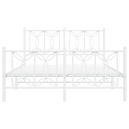 White Metal Bed Frame with Footboard 140x190cm - No Mattress