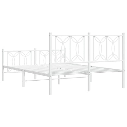 White Metal Bed Frame with Footboard 140x190cm - No Mattress