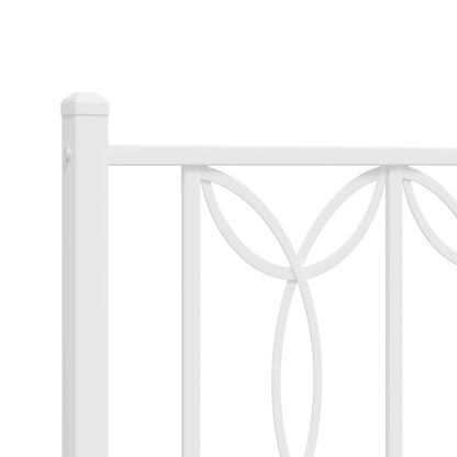 White Metal Bed Frame with Footboard 140x190cm - No Mattress