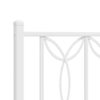 Metal Bed Frame without Mattress with Footboard White 140x200cm