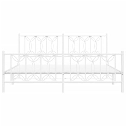 Metal Bed Frame without Mattress with Footboard White 180x200cm