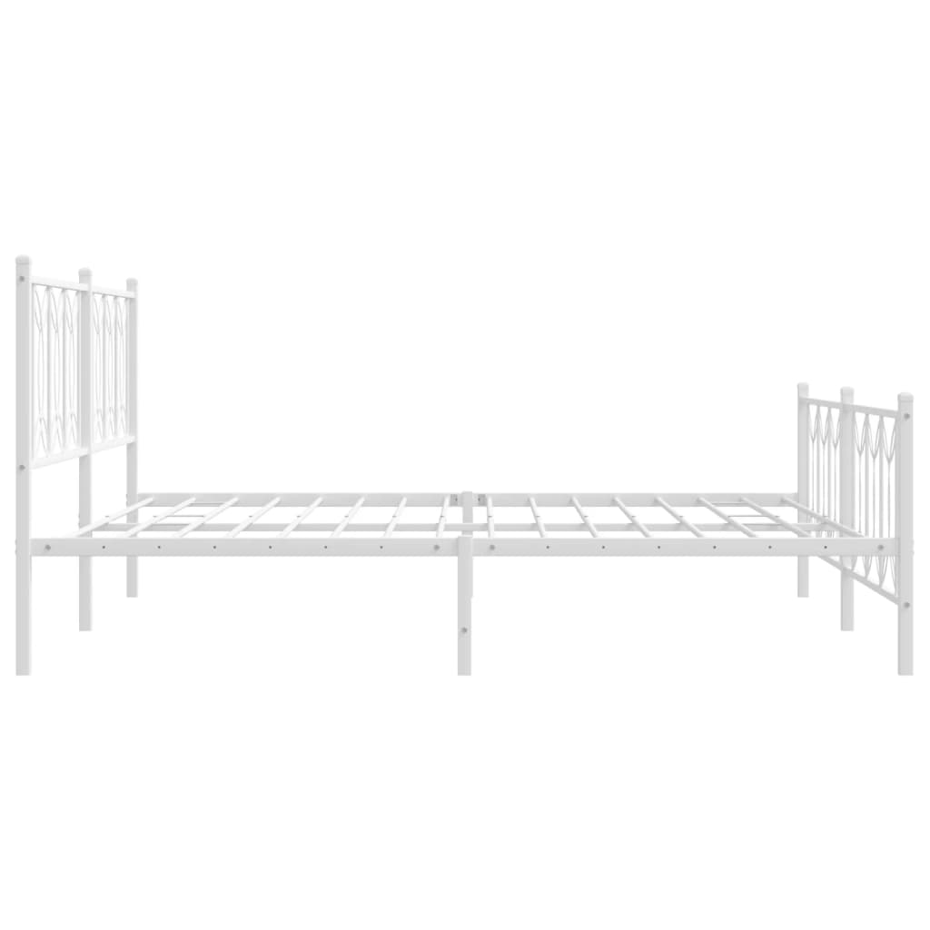 White Metal Bed Frame with Footboard - 183x213cm (Mattress Not Included)