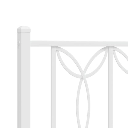 White Metal Bed Frame with Footboard - 183x213cm (Mattress Not Included)
