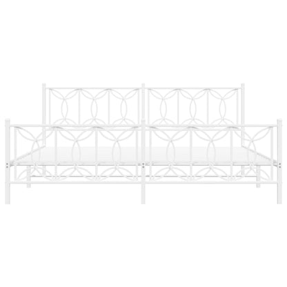 White Metal Bed Frame with Footboard - 193x203cm | No Mattress
