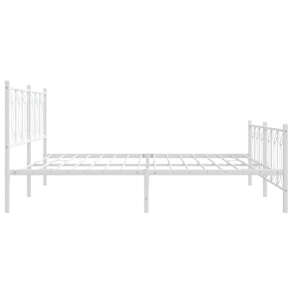 White Metal Bed Frame with Footboard - 193x203cm | No Mattress