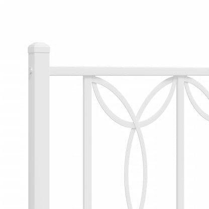 White Metal Bed Frame with Footboard - 200x200cm, No Mattress Included