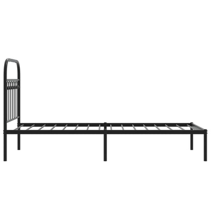 Stylish Black Metal Bed Frame with Headboard 80x200cm (No Mattress)