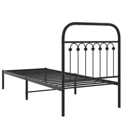 Stylish Black Metal Bed Frame with Headboard 80x200cm (No Mattress)