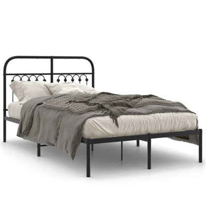 Sleek Black Metal Bed Frame with Headboard 120x200cm - No Mattress