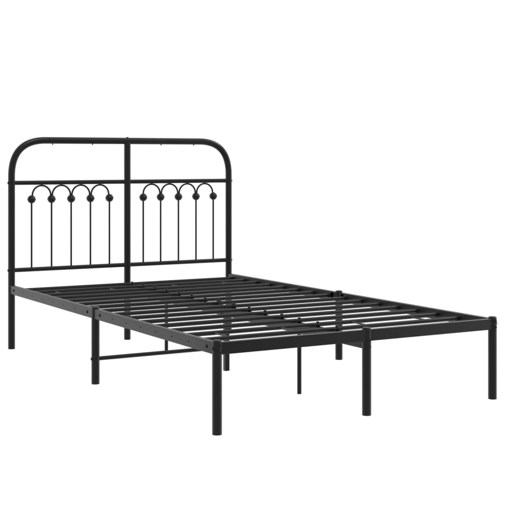 Sleek Black Metal Bed Frame with Headboard 120x200cm - No Mattress