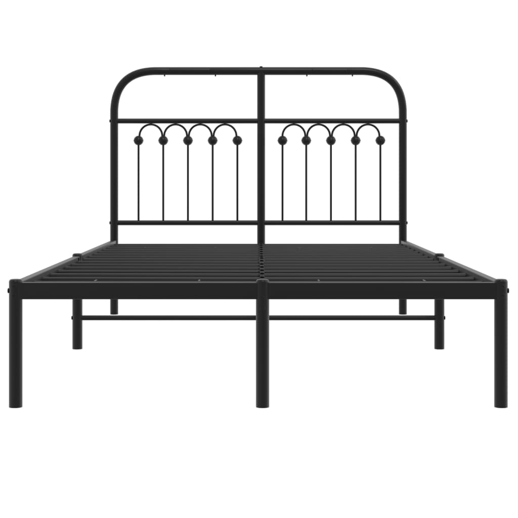 Sleek Black Metal Bed Frame with Headboard 120x200cm - No Mattress