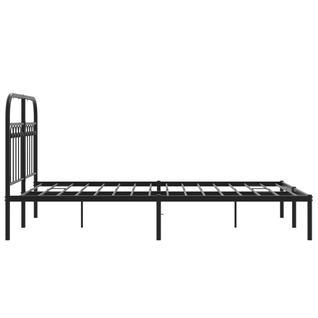 Sleek Black Metal Bed Frame with Headboard 120x200cm - No Mattress