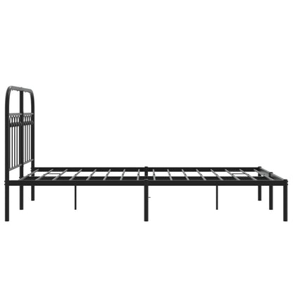 Sleek Black Metal Bed Frame with Headboard 120x200cm - No Mattress