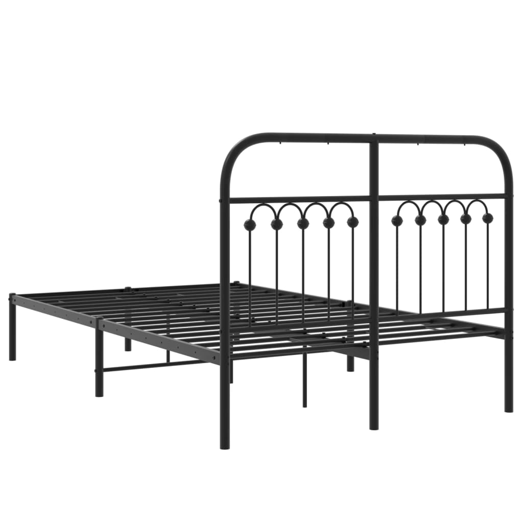 Sleek Black Metal Bed Frame with Headboard 120x200cm - No Mattress