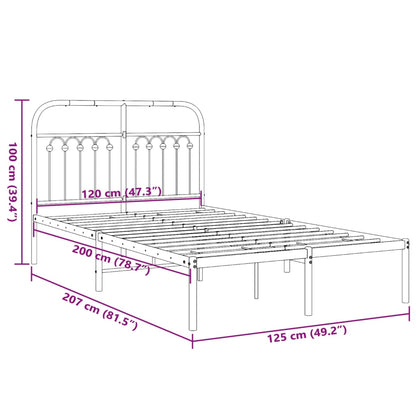 Sleek Black Metal Bed Frame with Headboard 120x200cm - No Mattress
