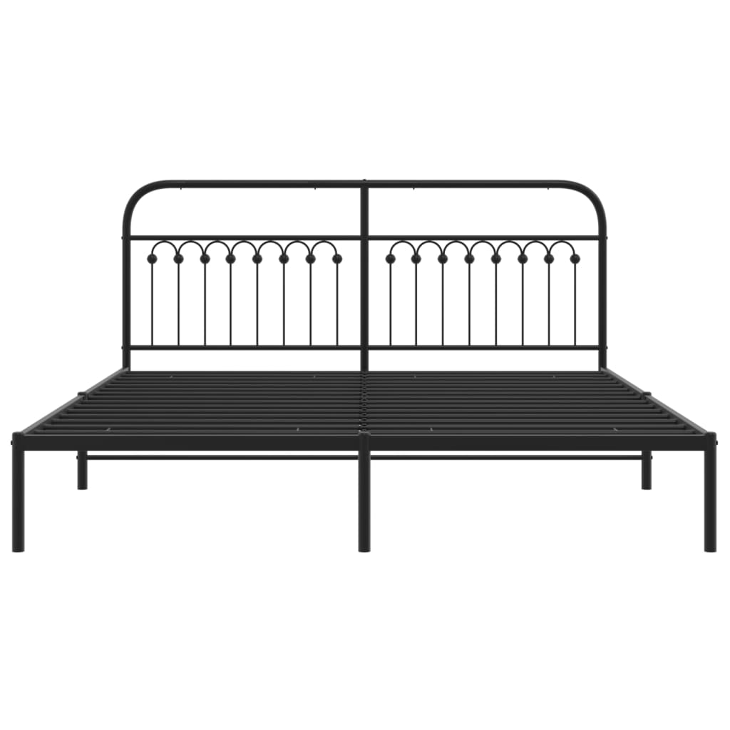 Queen Black Metal Bed Frame with Headboard 183x203cm - No Mattress