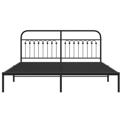 Queen Black Metal Bed Frame with Headboard 183x203cm - No Mattress