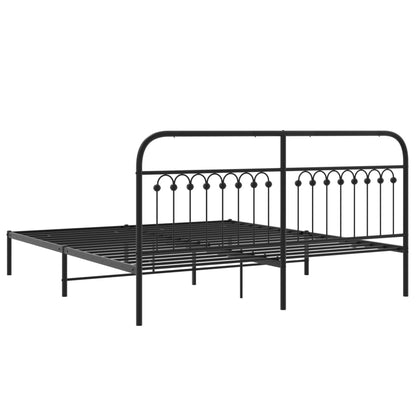 Queen Black Metal Bed Frame with Headboard 183x203cm - No Mattress
