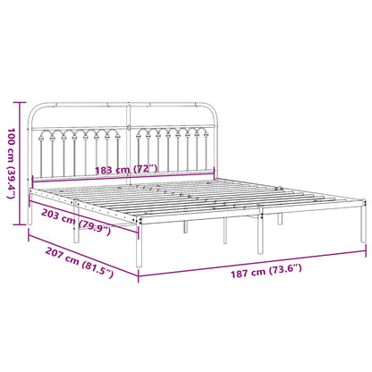 Queen Black Metal Bed Frame with Headboard 183x203cm - No Mattress