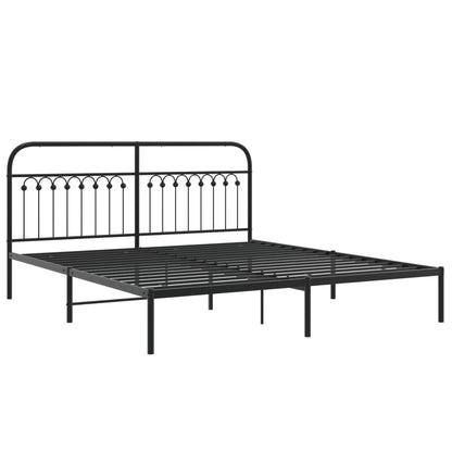 Black Metal Bed Frame with Headboard 183x213cm - No Mattress