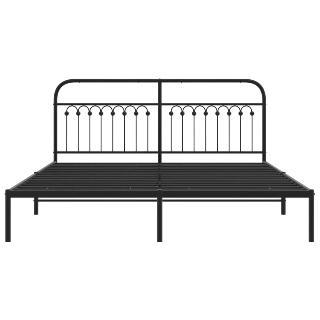 Black Metal Bed Frame with Headboard 183x213cm - No Mattress