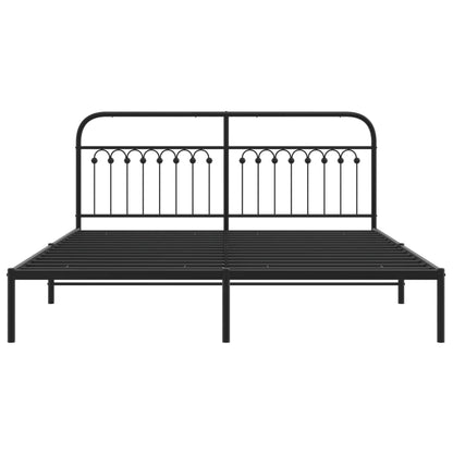 Black Metal Bed Frame with Headboard 183x213cm - No Mattress
