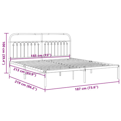 Black Metal Bed Frame with Headboard 183x213cm - No Mattress