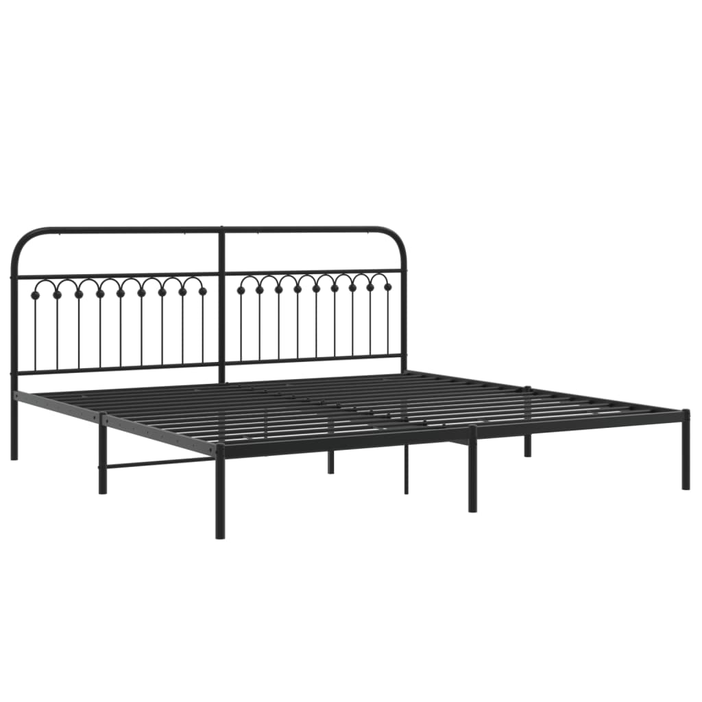 Black Metal Bed Frame with Headboard - 193x203cm