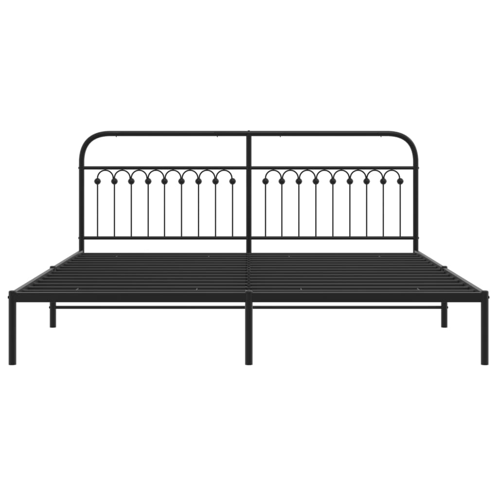 Black Metal Bed Frame with Headboard - 193x203cm