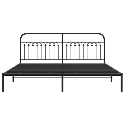 Black Metal Bed Frame with Headboard - 193x203cm