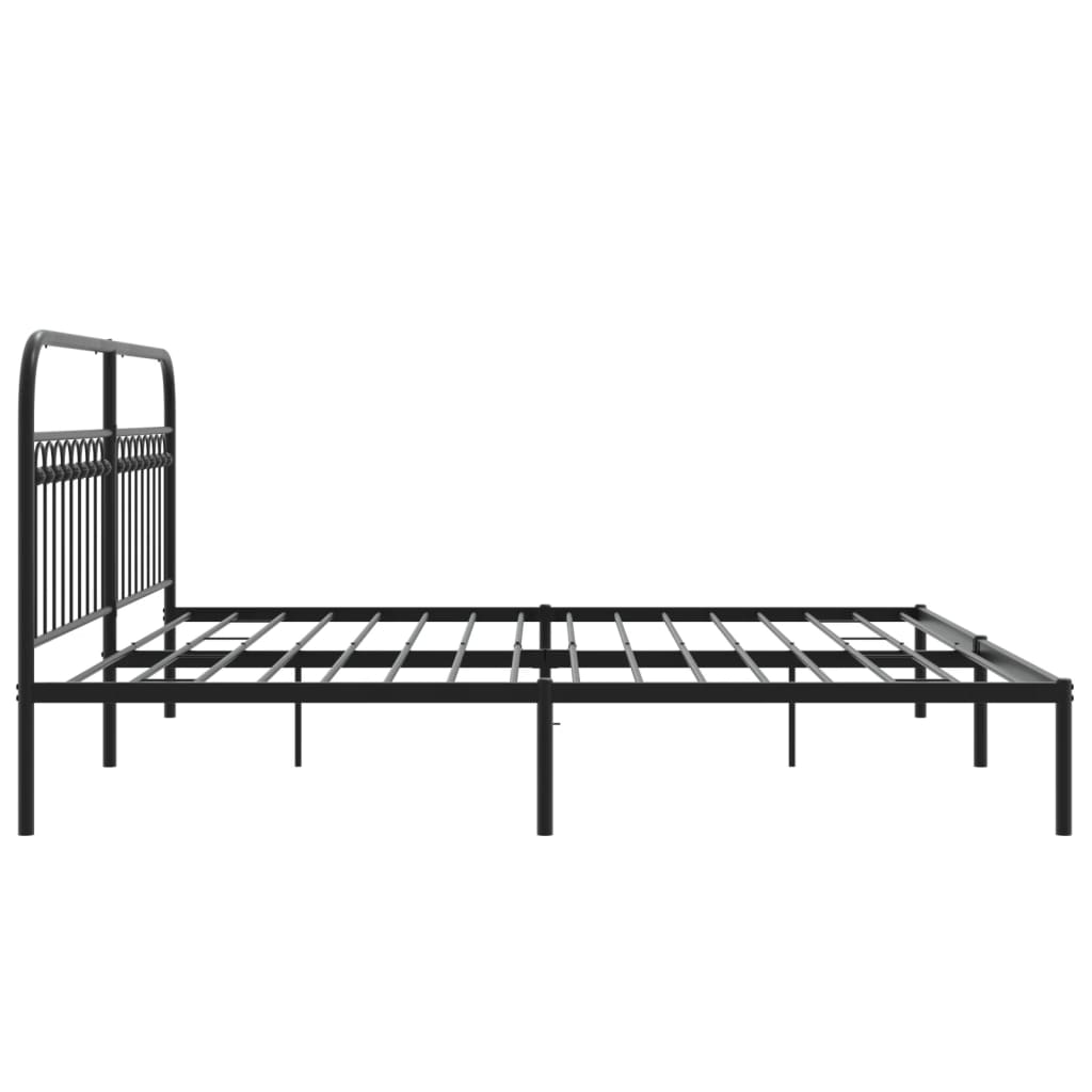 Black Metal Bed Frame with Headboard - 193x203cm