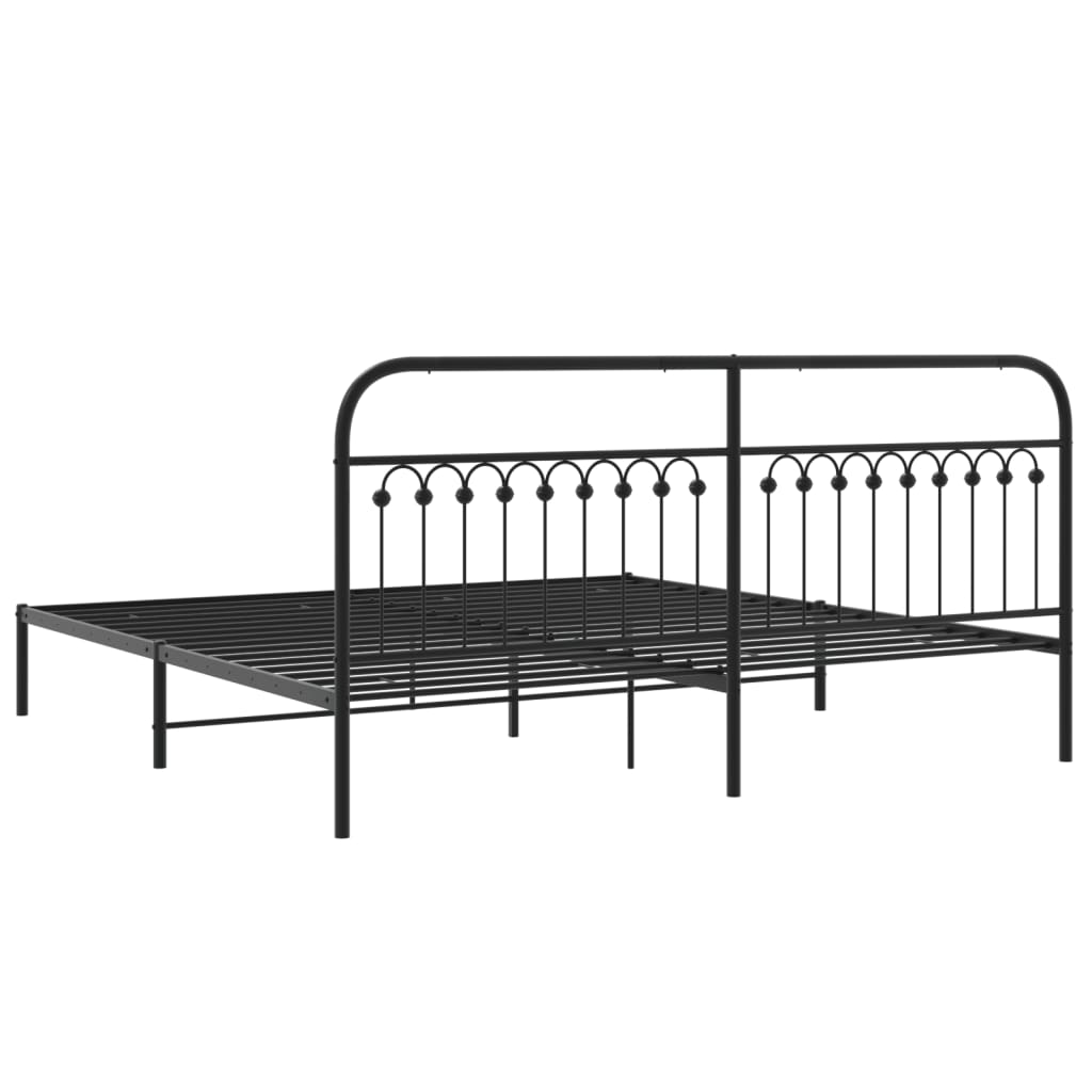 Black Metal Bed Frame with Headboard - 193x203cm