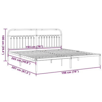 Black Metal Bed Frame with Headboard - 193x203cm