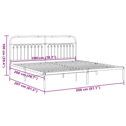 Black Metal Bed Frame with Headboard - 200x200cm - No Mattress
