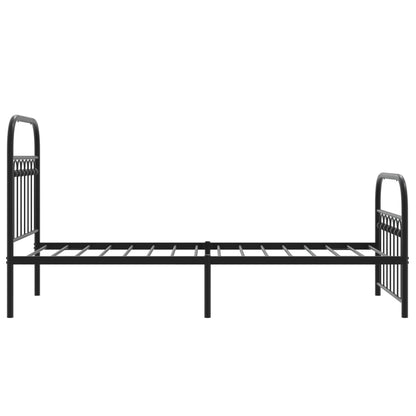 Black Metal Bed Frame with Footboard - 80x200cm, No Mattress