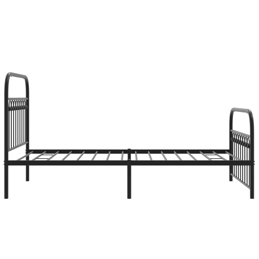Black Metal Bed Frame with Footboard - 100x190cm, No Mattress