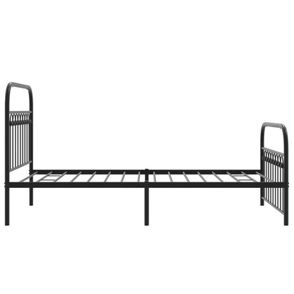 Black Metal Bed Frame with Footboard - 100x190cm, No Mattress